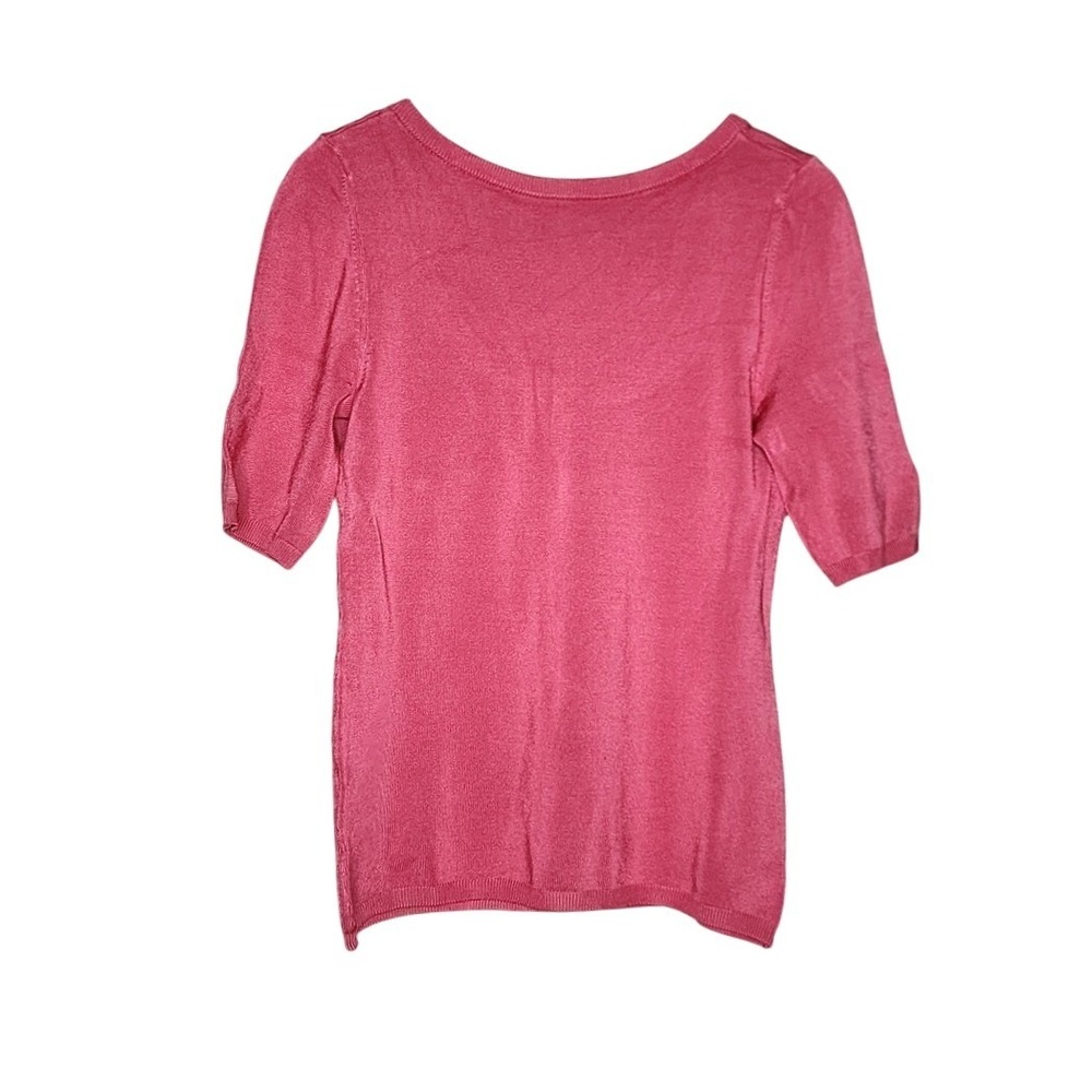 Ann Taylor Sweater Short Sleeve Pink Scoop Back Classic Office Preppy XS